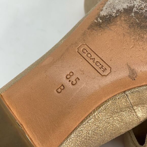 Coach Metallic Leather Gold Heeled Catrin Loafers size 8.5 B - Picture 9 of 9